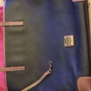 Dooney and Bourk Tote Brown Leather Trim and Pebbled Blue Leather